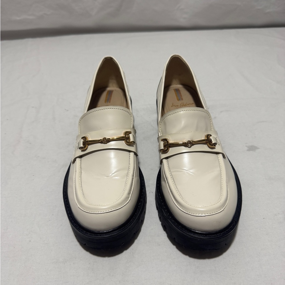 Sam Edelman Women's Cream Loafers with Gold Detail
